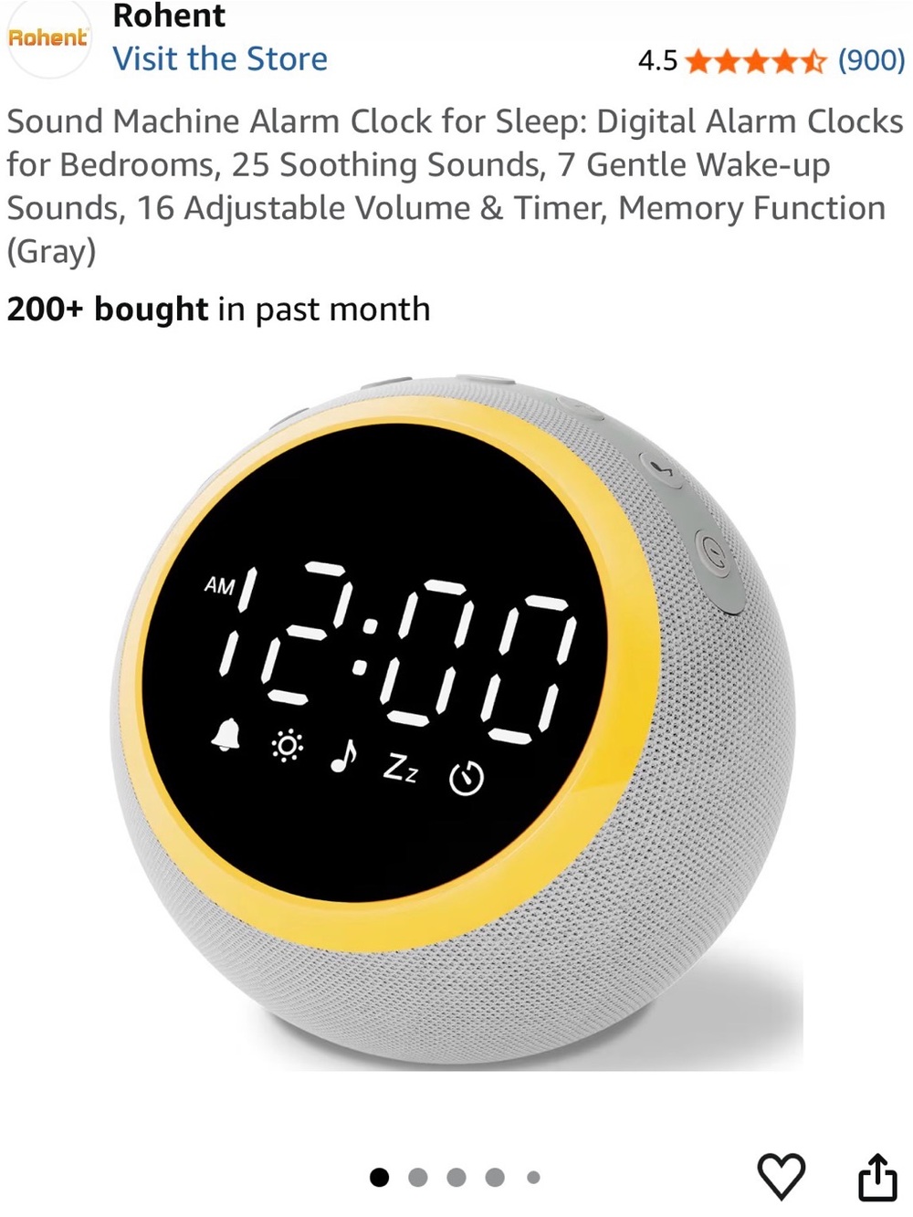 Gray and Gray Digital Sound Machine Alarm Clock - No Yellow